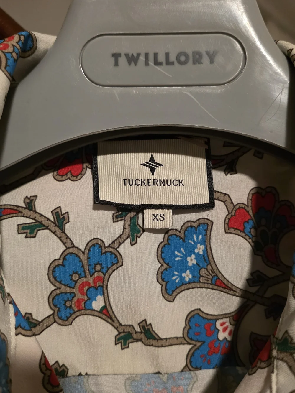 Tuckernuck Cream Shirtdress with Blue & Red Floral Print